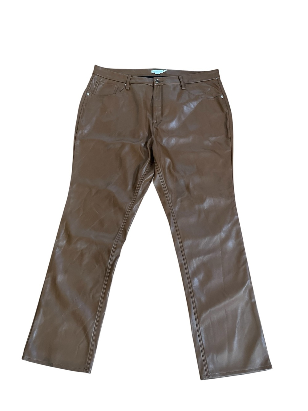Good American Good Icon Better Than Leather High Rise Burnt Caramel Boot Pants - Picture 4 of 16